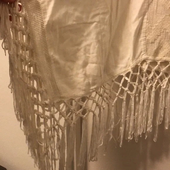 Anthropologie boho fringed kaftan top/ coverup, lightly worn, sz xs - Picture 5 of 8